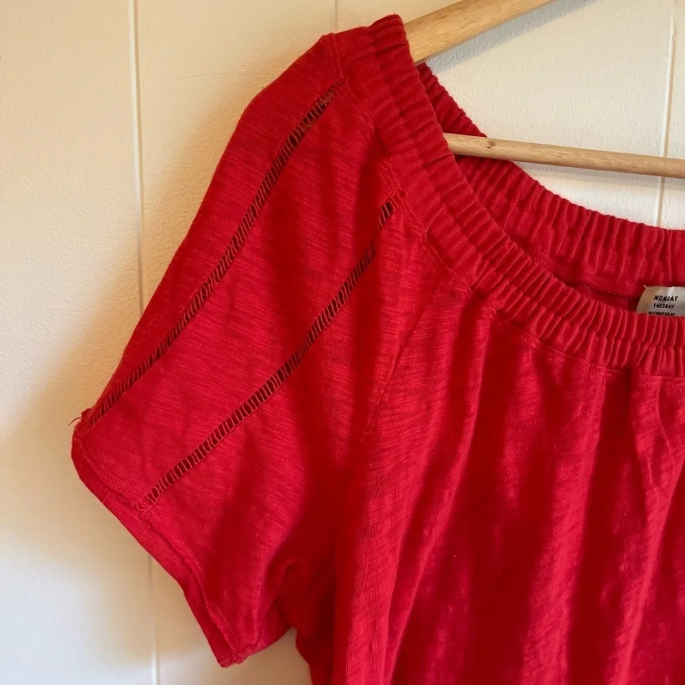 Saturday Sunday Anthropologie Felicia Off the Shoulder Red Orange Top Sz… - Picture 4 of 6